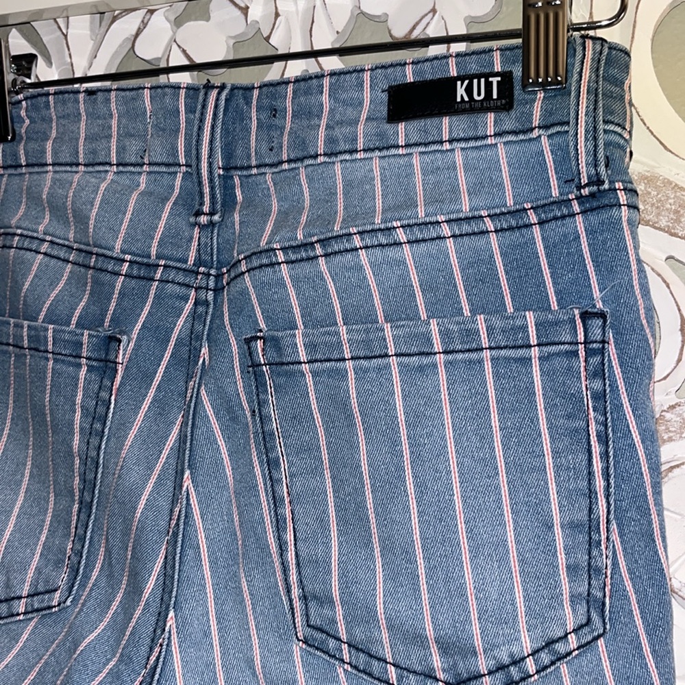 Kut From The Kloth Connie Striped Blue Denim Jeans High Rise Ankle Skinny sz2EUC - Picture 16 of 16